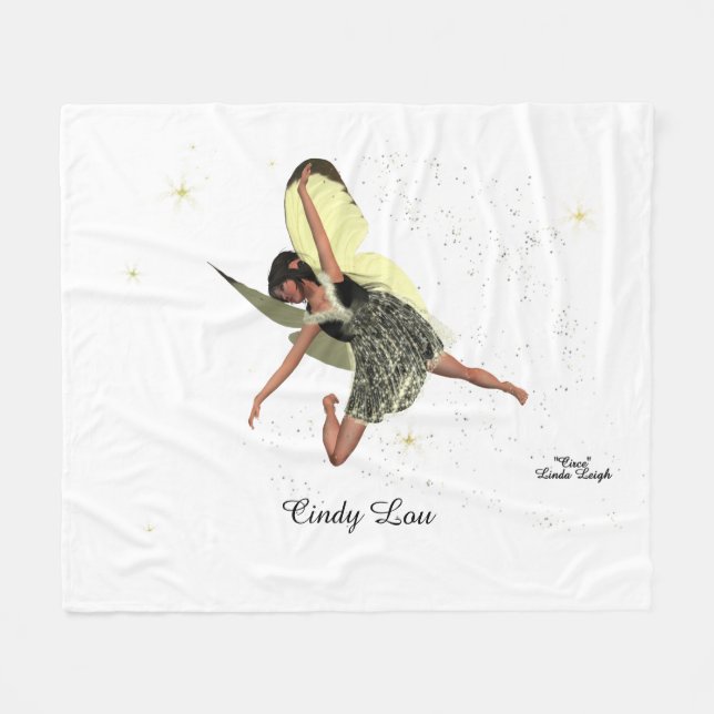Girl Fairy With Yellow Wings Fleece Blanket (Front (Horizontal))