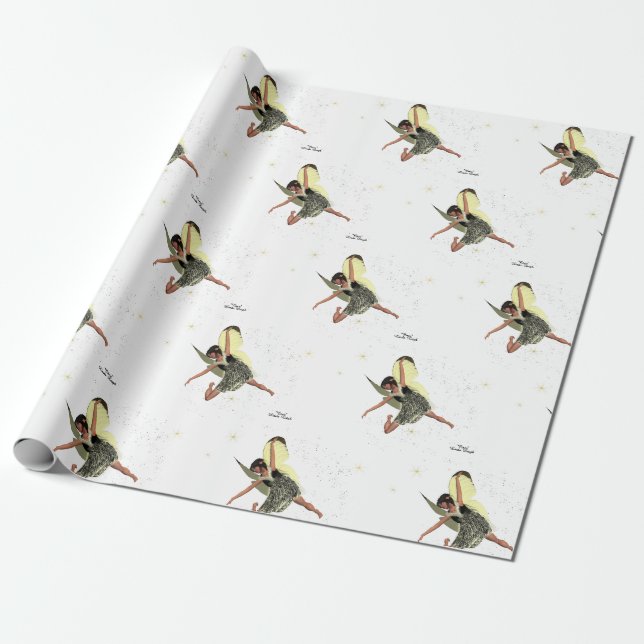 Girl Fairy With Yellow Wings Wrapping Paper (Unrolled)