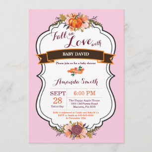Girl Fall in Love Pumpkin Baby Shower Invitation