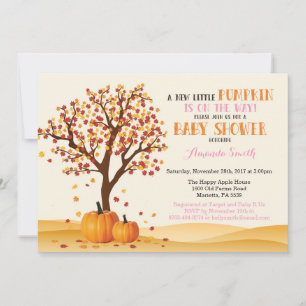 Girl Fall Pumpkin Baby Shower Invitation Card