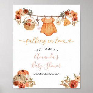 Girl Falling In Love Clothes Baby Shower Welcome Poster