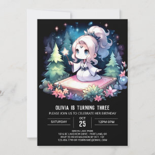 Girl Fantasy Wizard Birthday Invitation