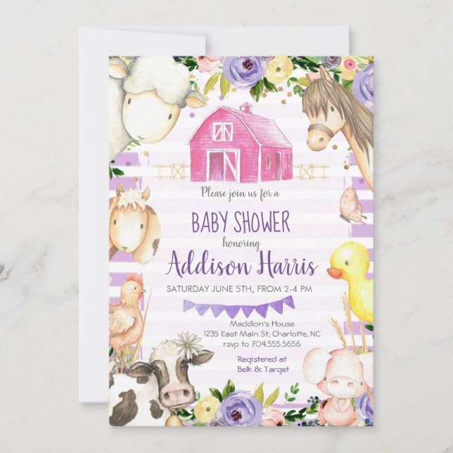 Girl Farm Baby shower Invitation (Front)