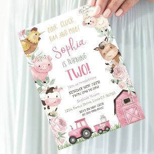Girl Farm birthday invitation, Instant download Invitation