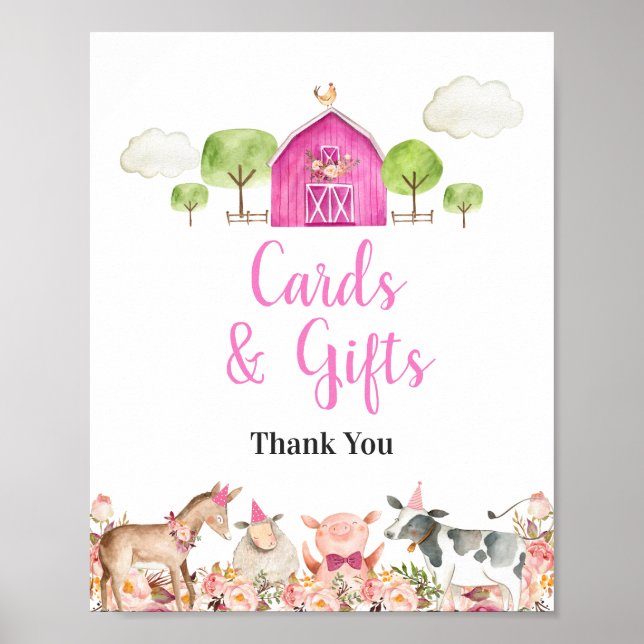 Girl Farm House Animals Barnyard Cards & Gifts Poster (Front)