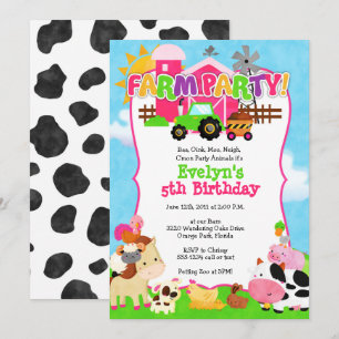 Girl Farm Invitation - Farm Birthday for Girls
