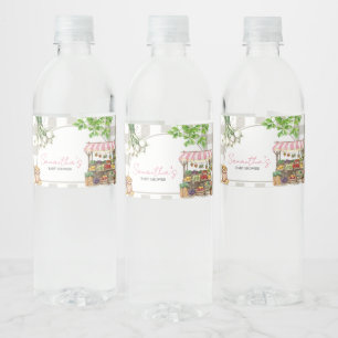 Girl Farmers Market Locally Grown Baby Shower Water Bottle Label