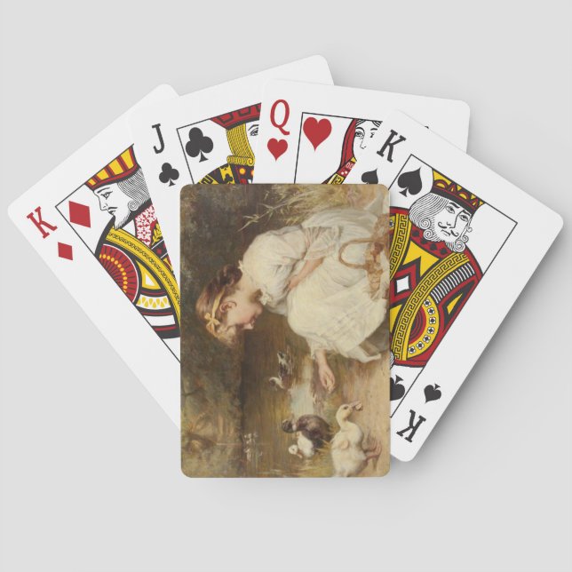 Girl Feeding Ducks (by Frederick Morgan) Playing Cards (Back)