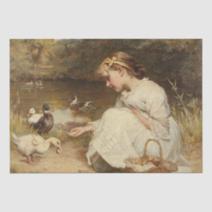 Girl Feeding Ducks (by Frederick Morgan) Tissue Paper