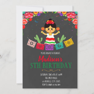 Girl fiesta birthday invitation