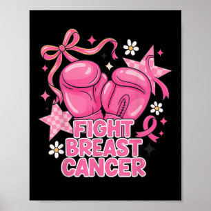 Girl Fight Boxing Gloves Pink Ribbon Breast Cancer Poster