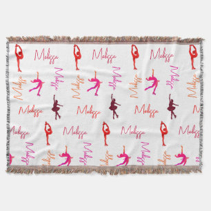 Girl Figure Skating Ice Skating Name All Over  Throw Blanket