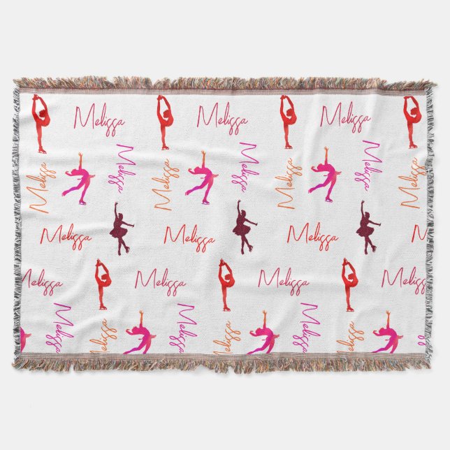Girl Figure Skating Ice Skating Name All Over  Throw Blanket (Front)