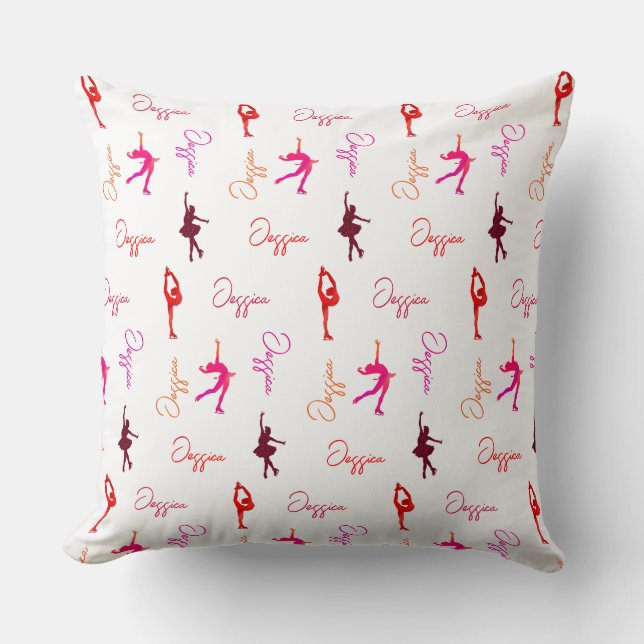 Girl Figure Skating Ice Skating Name All Over  Throw Pillow (Front)