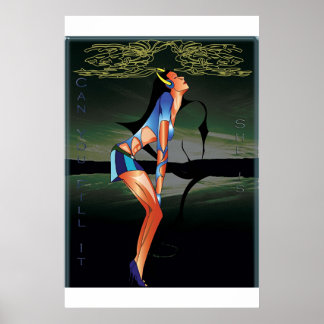 girl filling the music poster