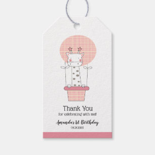 Girl First Birthday Giraffe Favour Gift Tags