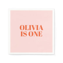 Girl First Birthday Pink and Red Typography