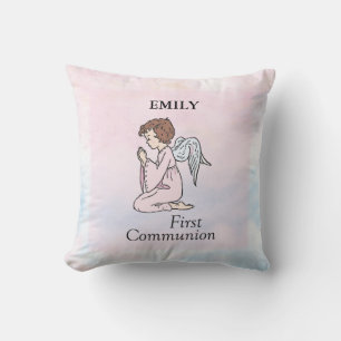 Girl, First Communion Angel Throw Pillow