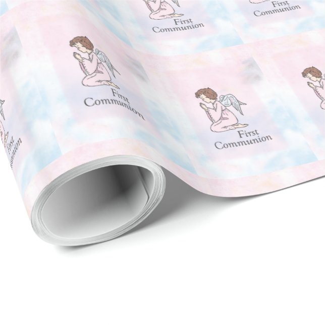 Girl, First Communion Angel Wrapping Paper (Roll Corner)