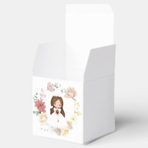 Girl First Communion - Elegant Floral Wreath  Favor Box