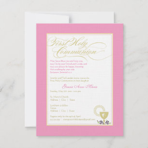 Girl First Communion Invitation - Pink