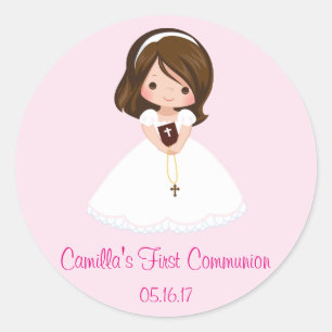 Girl First Communion Stickers Envelope Seals