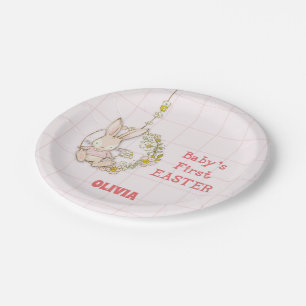 Girl First Easter Bunny on Flower Swing Paper Plate