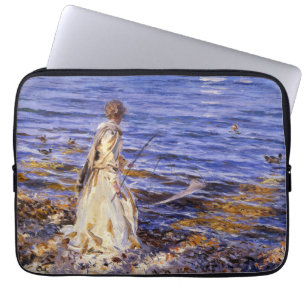 Girl Fishing (by John Singer Sargent) Laptop Sleeve