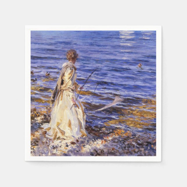 Girl Fishing (by John Singer Sargent) Napkin (Front)