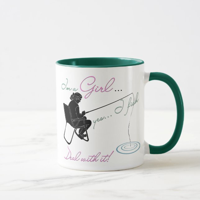 Girl Fishing Deal with it Fishing Gear Mug (Right)