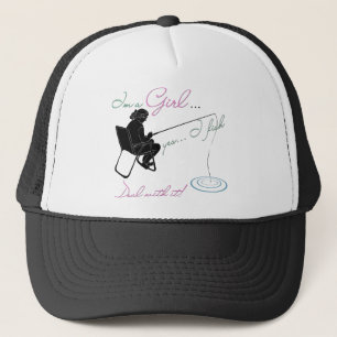 Girl Fishing Deal with it Fishing Gear Trucker Hat