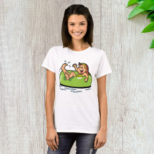Girl Floating in Pool Tube T-Shirt
