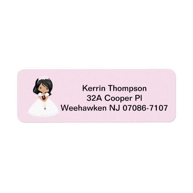 Girl Floral First Communion Return Address Labels (Front)