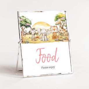 Girl Floral Jungle Safari Animals Baby Shower Food Poster