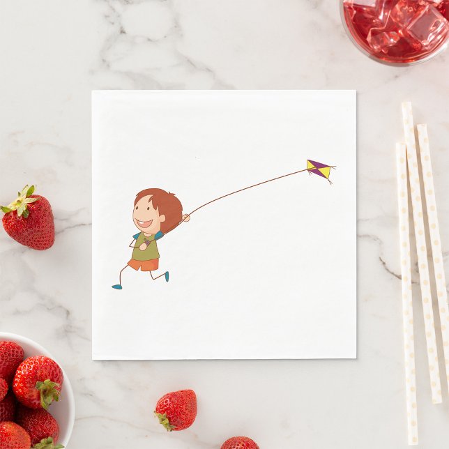Girl Flying A Kite Napkins (Creator Uploaded)
