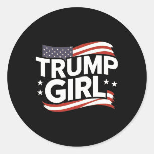 Girl For Donald Trump Cute Trump Flag Women Girls Classic Round Sticker