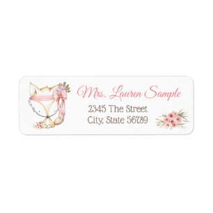Girl Fox Baby Shower Return Address Labels
