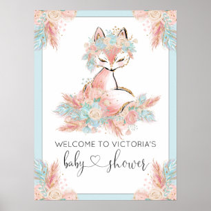 Girl Fox Baby Shower Welcome Sign
