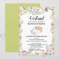 Girl Fox Elegant Floral Greenery Virtual Shower