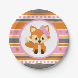 Girl Fox Woodland Forest Party Paper Plates