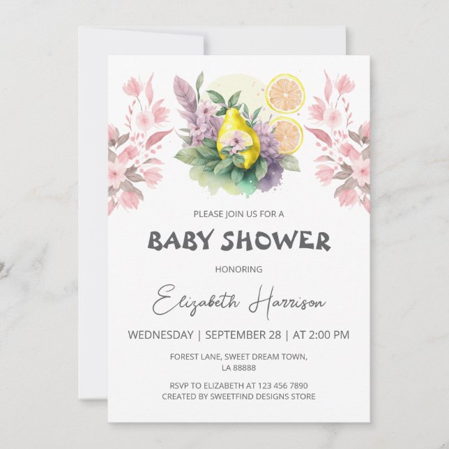 Girl Fruit Theme Baby Shower Invitation (Front)