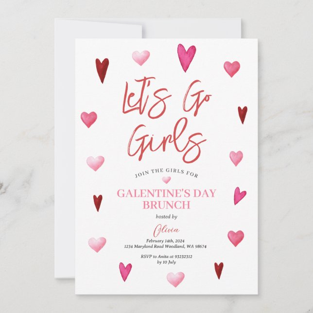 Girl Galentine's Day Party Brunch Dinner Valentine Invitation (Front)