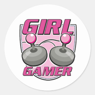 Girl Gamer Classic Round Sticker