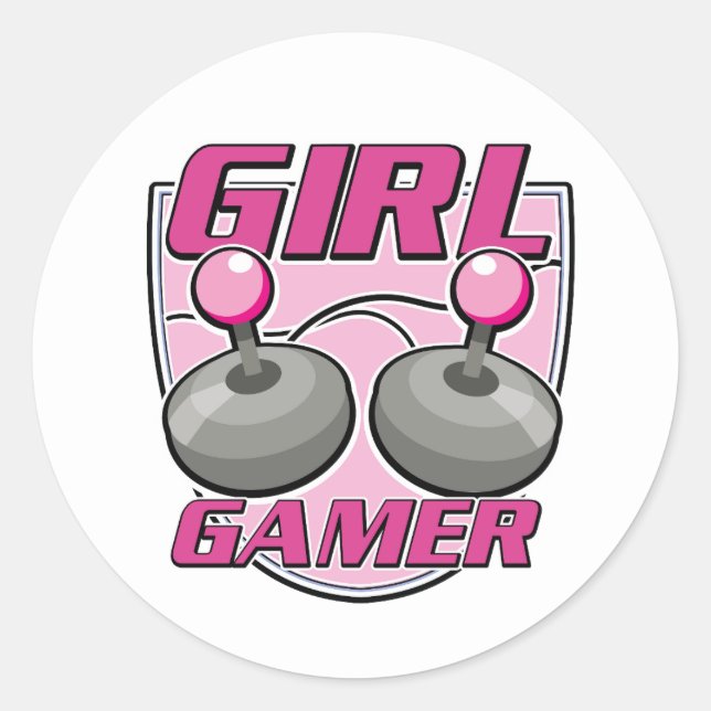 Girl Gamer  Classic Round Sticker (Front)