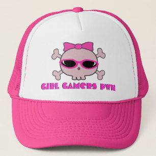 Girl Gamers pwn Skull With Shades Trucker Hat