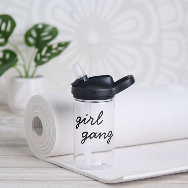girl gang cute modern feminist girl power script  water bottle (Yoga)