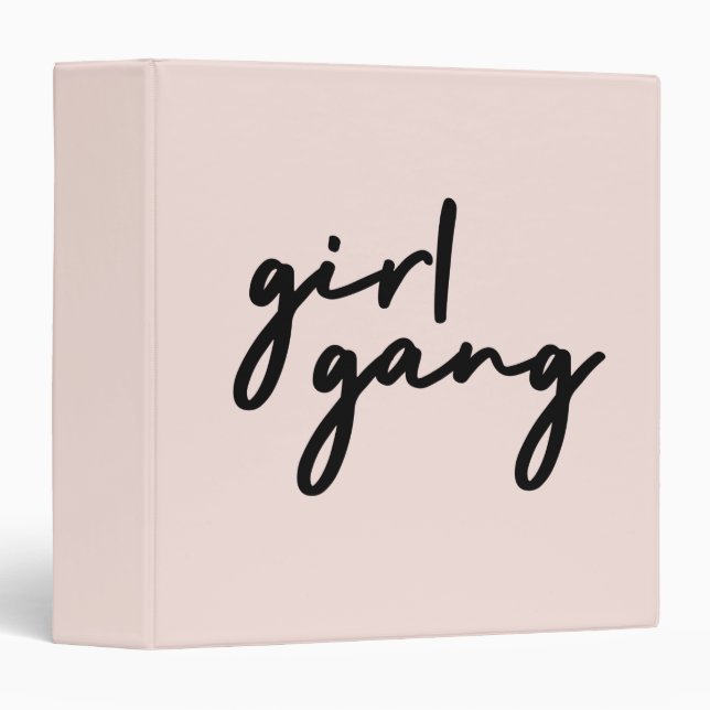 Girl Gang | Cute Pink Girl Power Modern Feminist Binder (Front/Spine)