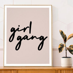 Girl Gang   Cute Pink Girl Power Modern Feminist Poster