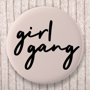 Girl Gang Girl Power Modern Feminism Blush Pink 2 Inch Round Button