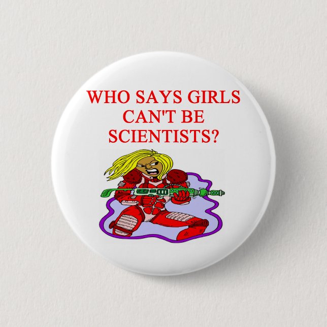 girl geek scientist 2 inch round button (Front)